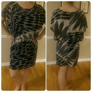Navy and Nude Abstract Pattern Jersey Dress