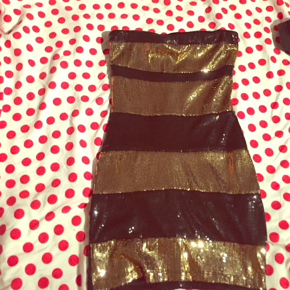 Gold and Black sequin dress - $8