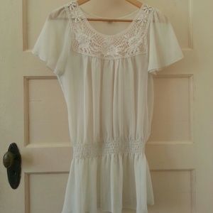 Forever21 sheer lace long shirt top