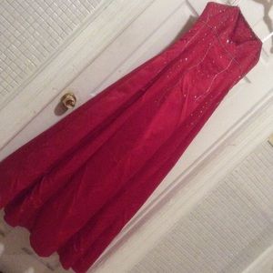 Long red prom dress