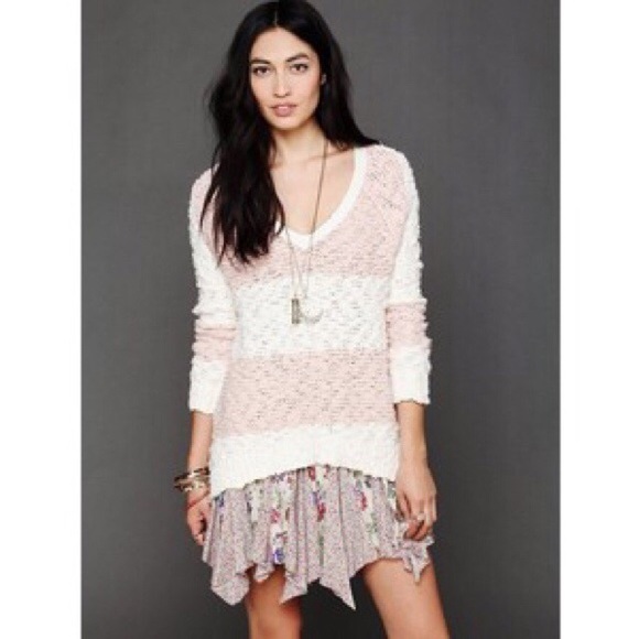 Free people pink and gray sweater