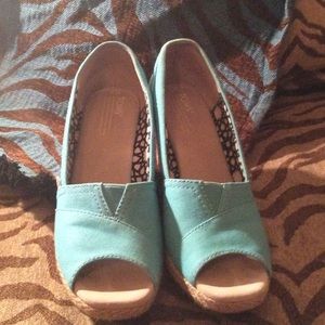 Wedge Aqua Canvas shoes