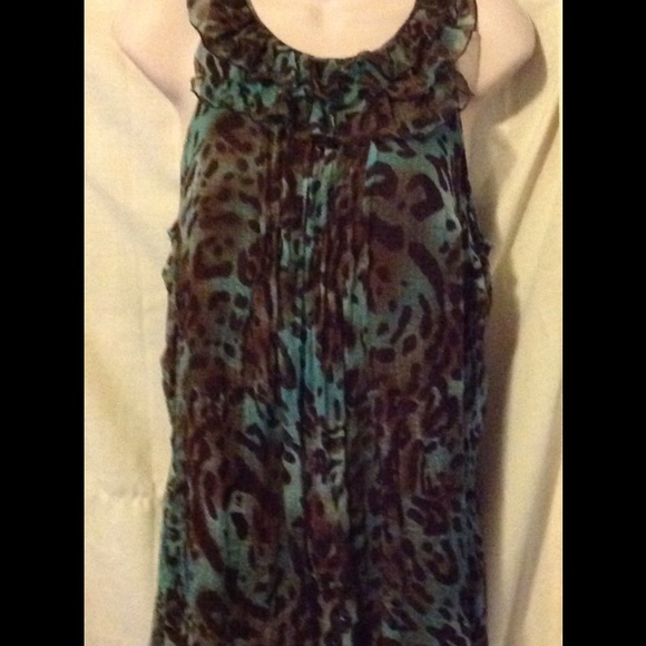 Brown & Turquoise Leopard Print Tunic