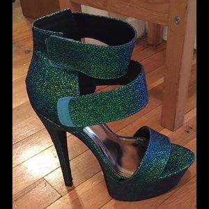 Metallic green heels