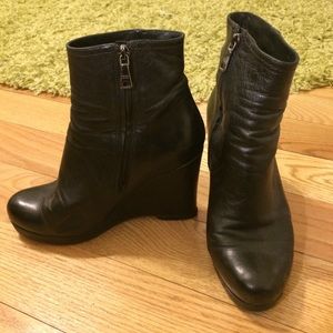 PRADA black wedge booties