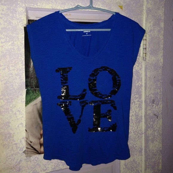 Blue LOVE sequin shirt