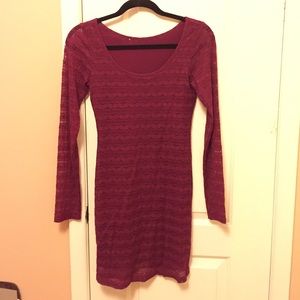 Cranberry lace long sleeve dress