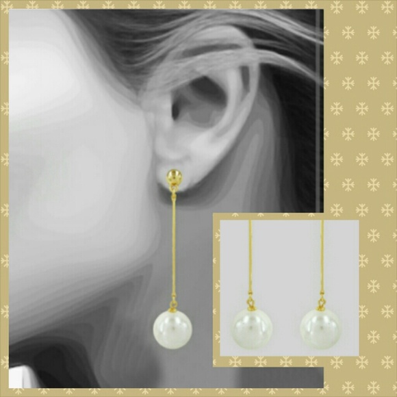✨Price Firm✨ Gold Pearl Drop Earrings NWOT