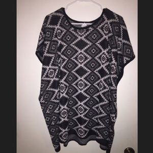 Black & White Tribal Poncho