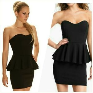 Lush Strapless Peplum Dress (black)