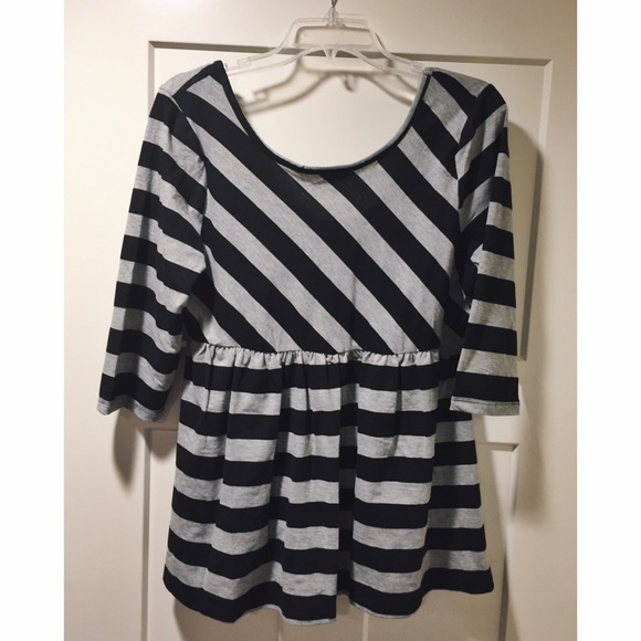 Black & Grey Striped Peplum