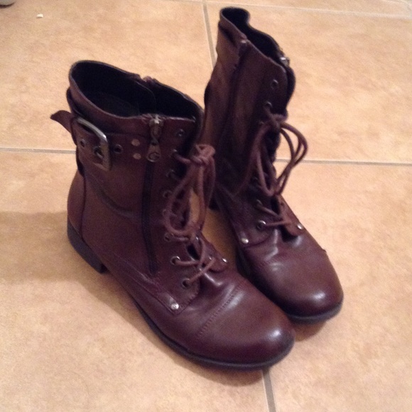 Brown Belted Combat Boots