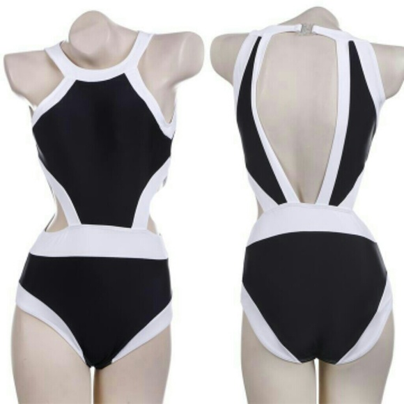 Modern black and white monokini