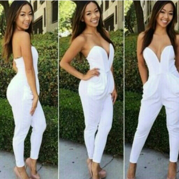 Black strapless jumpsuit