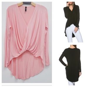 NWOT Twisted Front Hi-Lo Knit Top - Blush Color