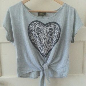 Flair Grey heart lace crop top