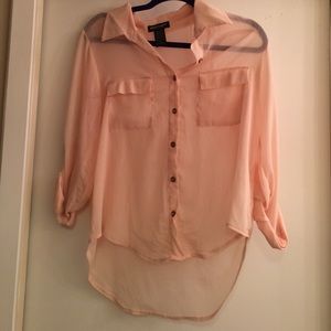 Sheer Peach Button Down