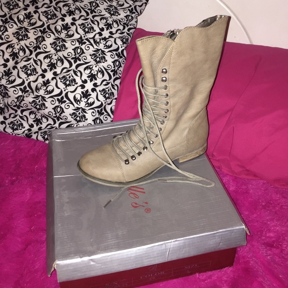Grey combat boots