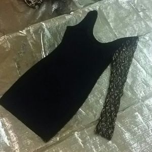 Lace arm cold shoulder dress