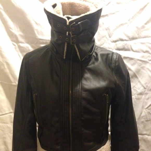 Faux Leather and Shearling Jacket