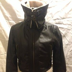 Faux Leather and Shearling Jacket