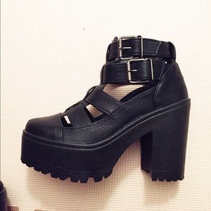 TopShop Platform Cut Out Boots/Sandals