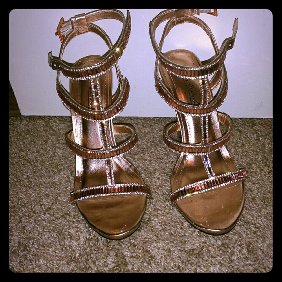 Rose gold embellished sandals