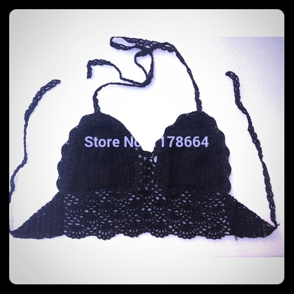 Sale! Black crotchet halter crop top