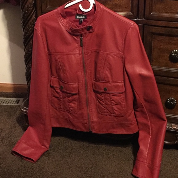 Women Bebe red jacket PU leather