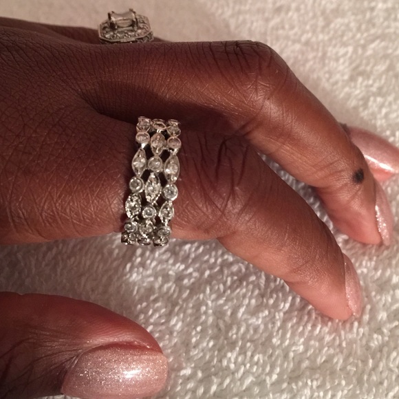 ⛔️SOLD⛔️ ... 3-Tier Silver & CZ Eternity Band - Picture 2 of 4