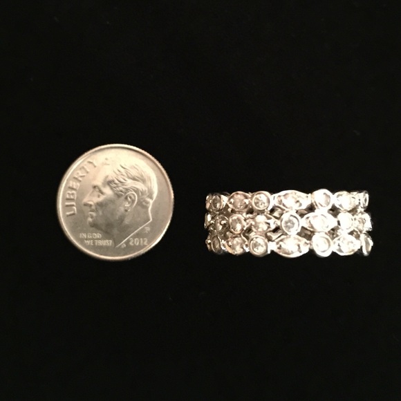 ⛔️SOLD⛔️ ... 3-Tier Silver & CZ Eternity Band - Picture 3 of 4