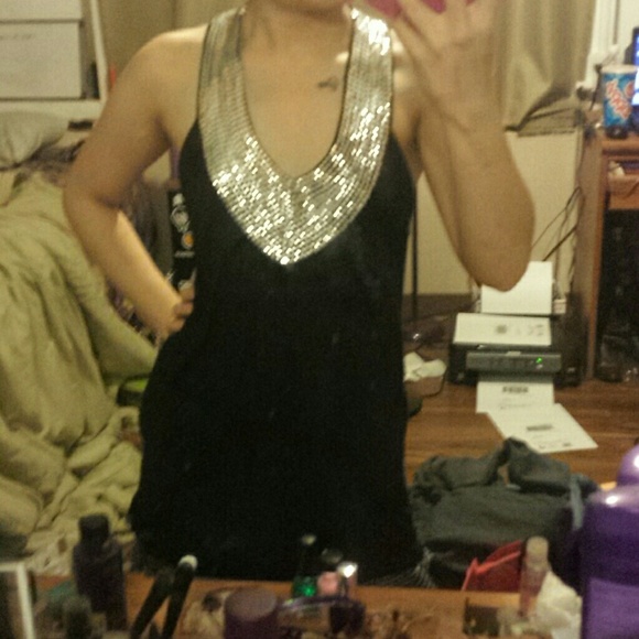 Sequin-collar top sz S - Picture 3 of 3