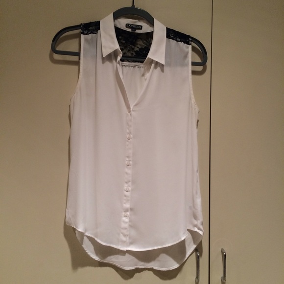 White sleeveless Portofino shirt with black lace