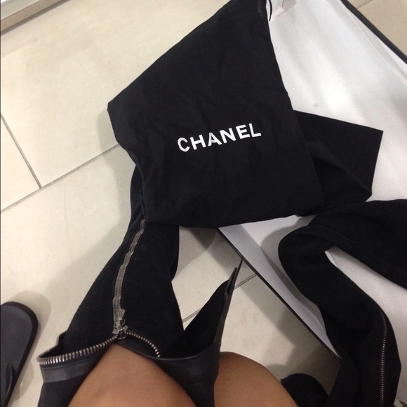 Chanel Suede Thigh high boots