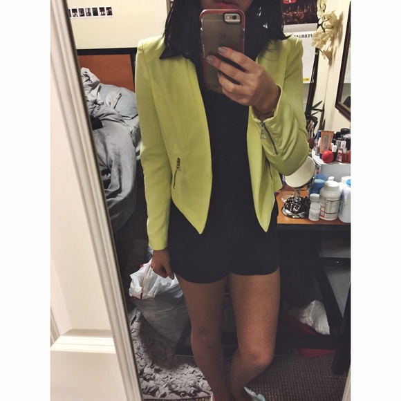 Forever 21 lime green blazer w/ zippers size M