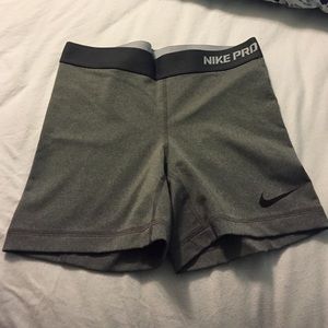 Gray fitted Nike pro spandex