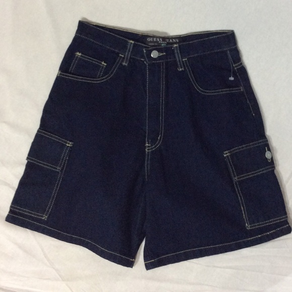 NWT GUESS BLUE JEAN CARGO SHORTS - Picture 2 of 4