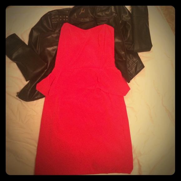 Red peplum dress