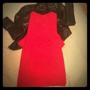 Red peplum dress