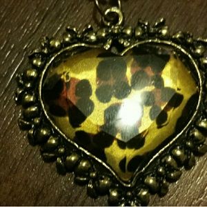 Betsey Johnson leopard heart pendant necklace