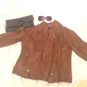 Brown leather inspired jacket