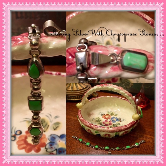 Sterling silver Jewelry - STERLING SILVER MEXICO W/CHRYSOPRASE GREEN STONES