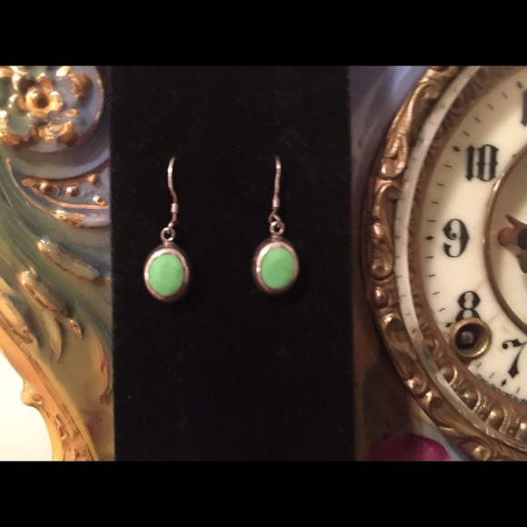 STERLING SILVER MEXICO W/CHRYSOPRASE GREEN STONES - Picture 2 of 4