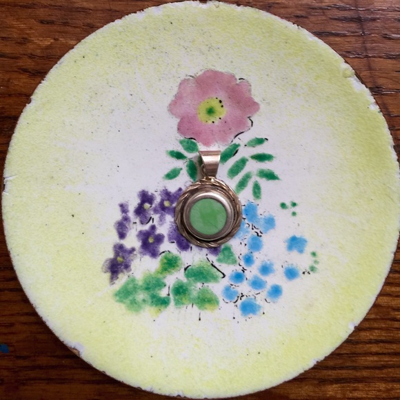 STERLING SILVER MEXICO W/CHRYSOPRASE GREEN STONES - Picture 3 of 4