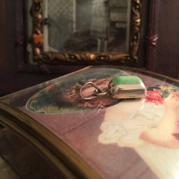 STERLING SILVER MEXICO W/CHRYSOPRASE GREEN STONES - Picture 4 of 4