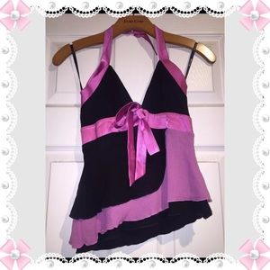 Gorgeous & Classic bebe Halter Top Black/Pink