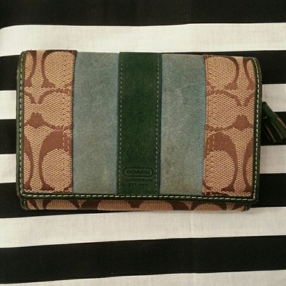 Coach Signature wallet with suede details..
