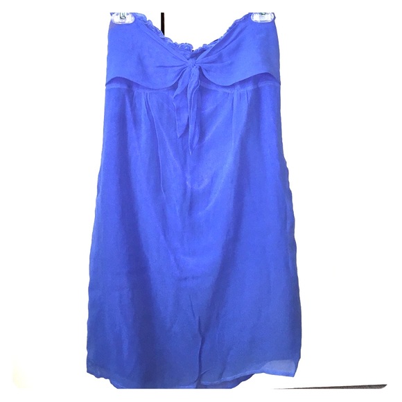 Jenny Han strapless blue dress