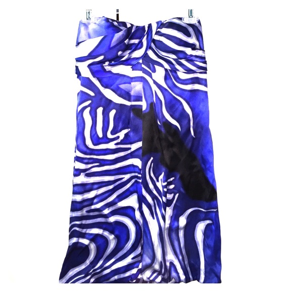 Cache blue swirl cocktail dress