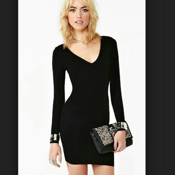 Nasty Gal chasing silver dress bodycon fit small